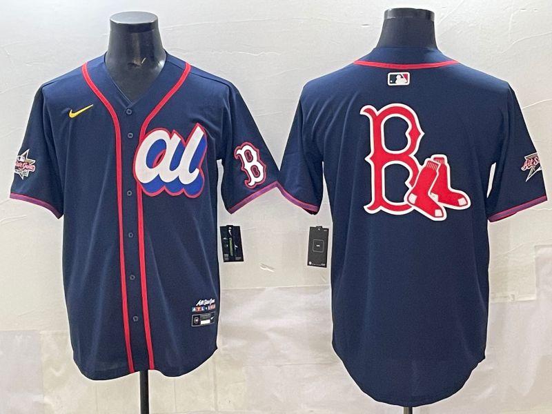 Men 2025 Boston Red Sox Blank Drak Blue All star Nike MLB Jersey style 03